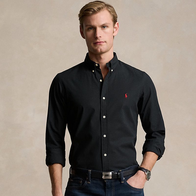 Ralph Lauren Slim Fit Garment-Dyed Oxford Shirt, Black