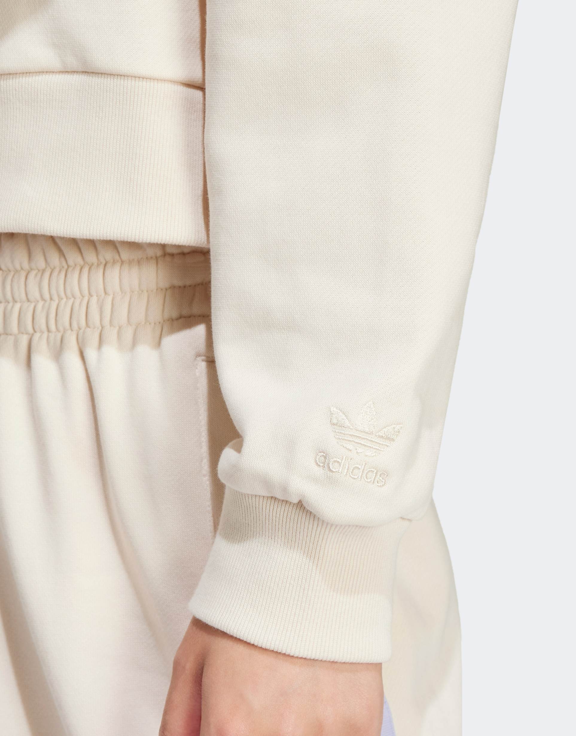 Adidas Originals Sports Varsity Cropped Hoodie in Cream and Purple