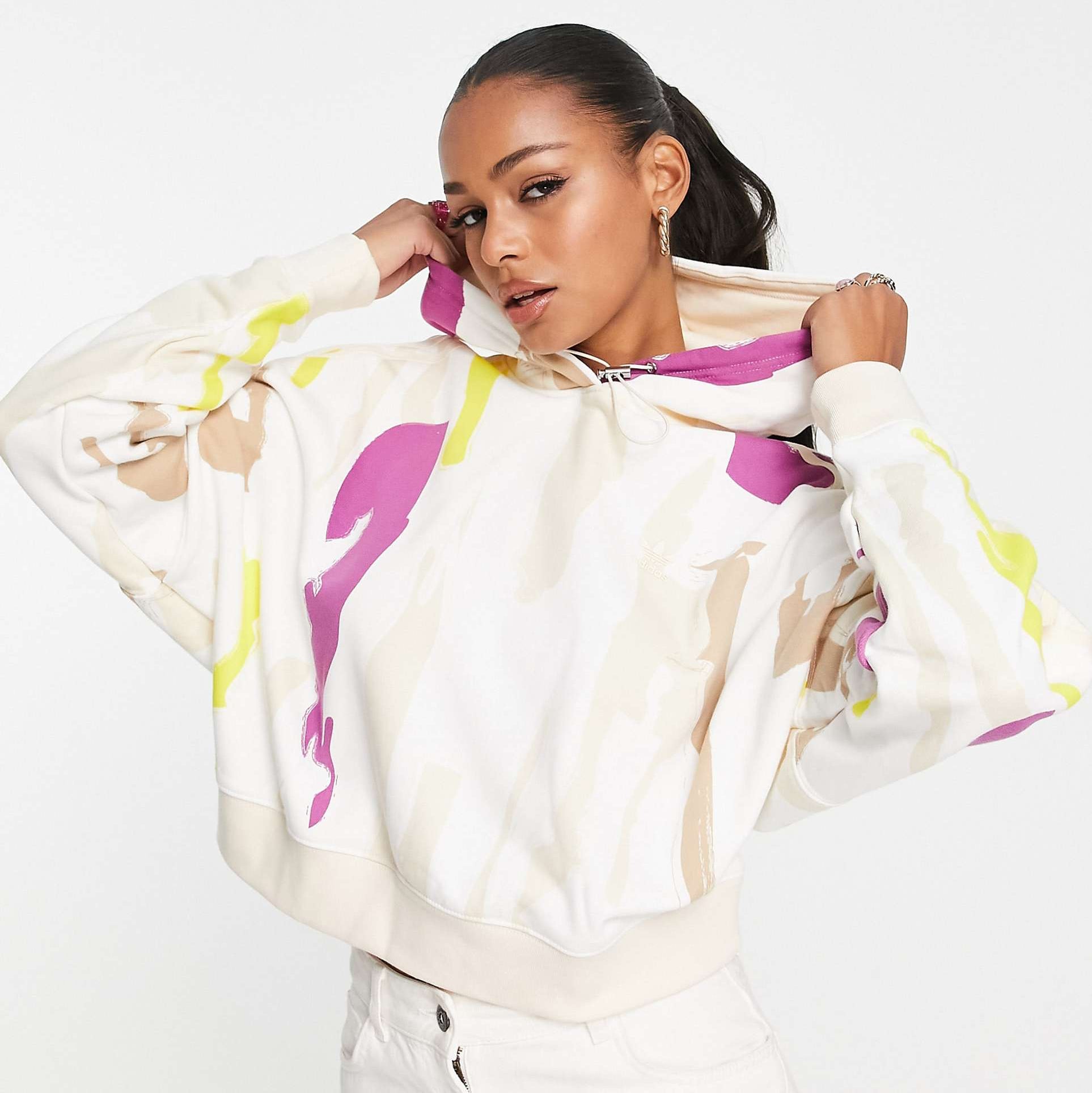 Adidas Originals x Thebe Magugu Hoodie in white with all over print