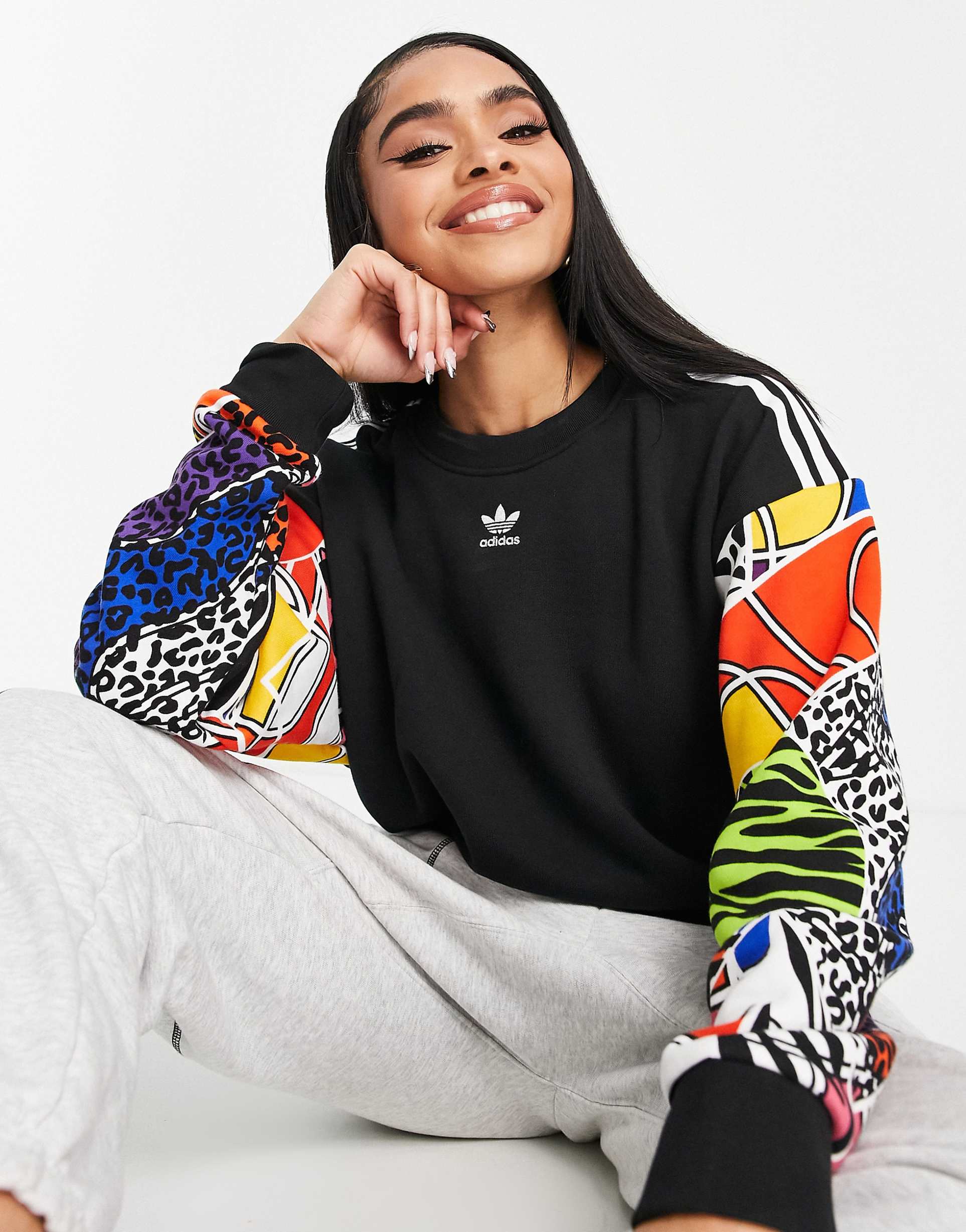 Adidas Originals x Rich Mnisi Graphic Sleeve Sweatshirt in Black