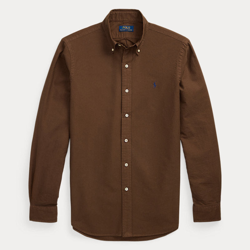 Ralph Lauren Slim Fit Garment-Dyed Oxford Shirt, Brown