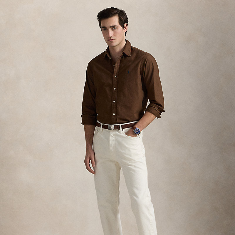 Ralph Lauren Slim Fit Garment-Dyed Oxford Shirt, Brown
