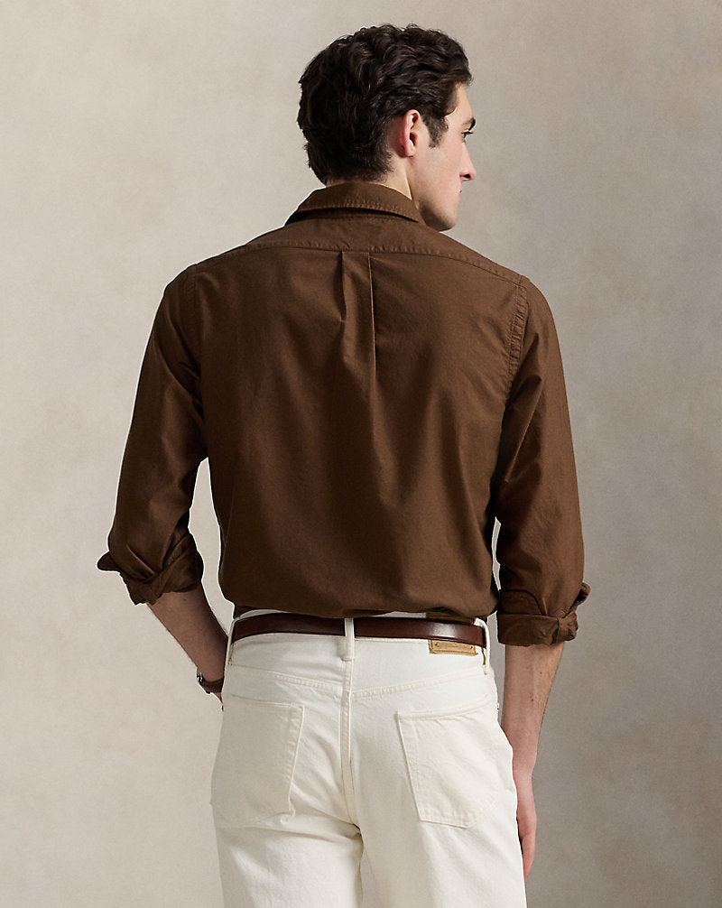 Ralph Lauren Slim Fit Garment-Dyed Oxford Shirt, Brown