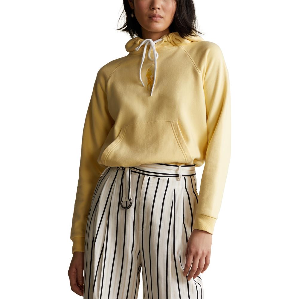 Polo Ralph Lauren Women's Big Pony Fleece Hoodie in Yellow