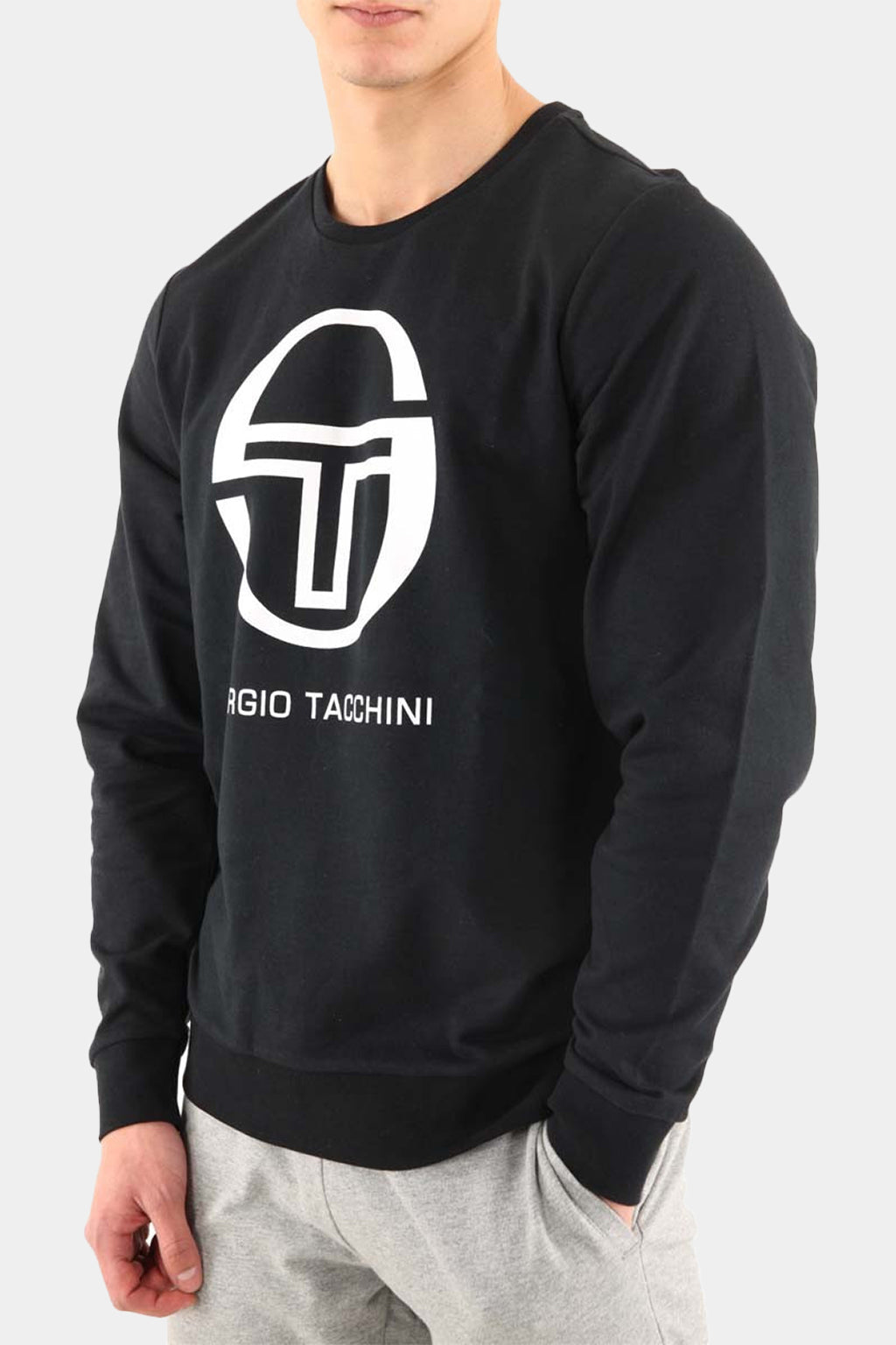 Sergio Tacchini - Men's Brand Logo Long Sleeve Sweatshirt in Black