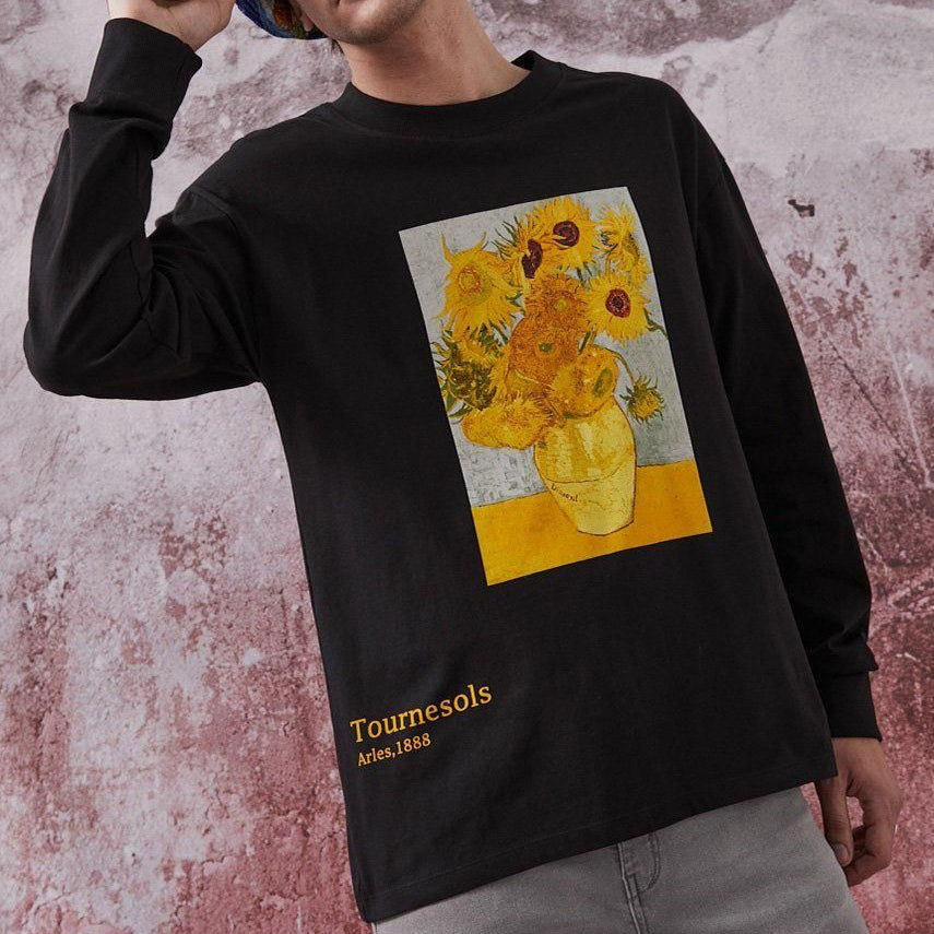 Vincent Van Gogh Sunflowers Long sleeve t-shirt in Black