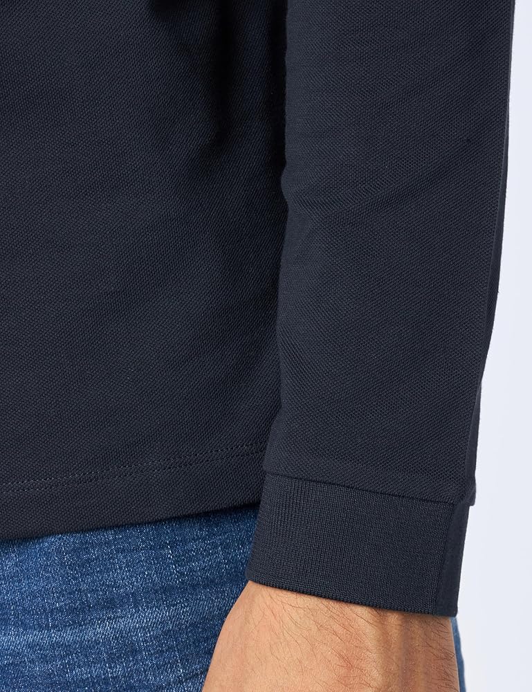 Hugo Men's Dono long-sleeved polo shirt in navy blue cotton