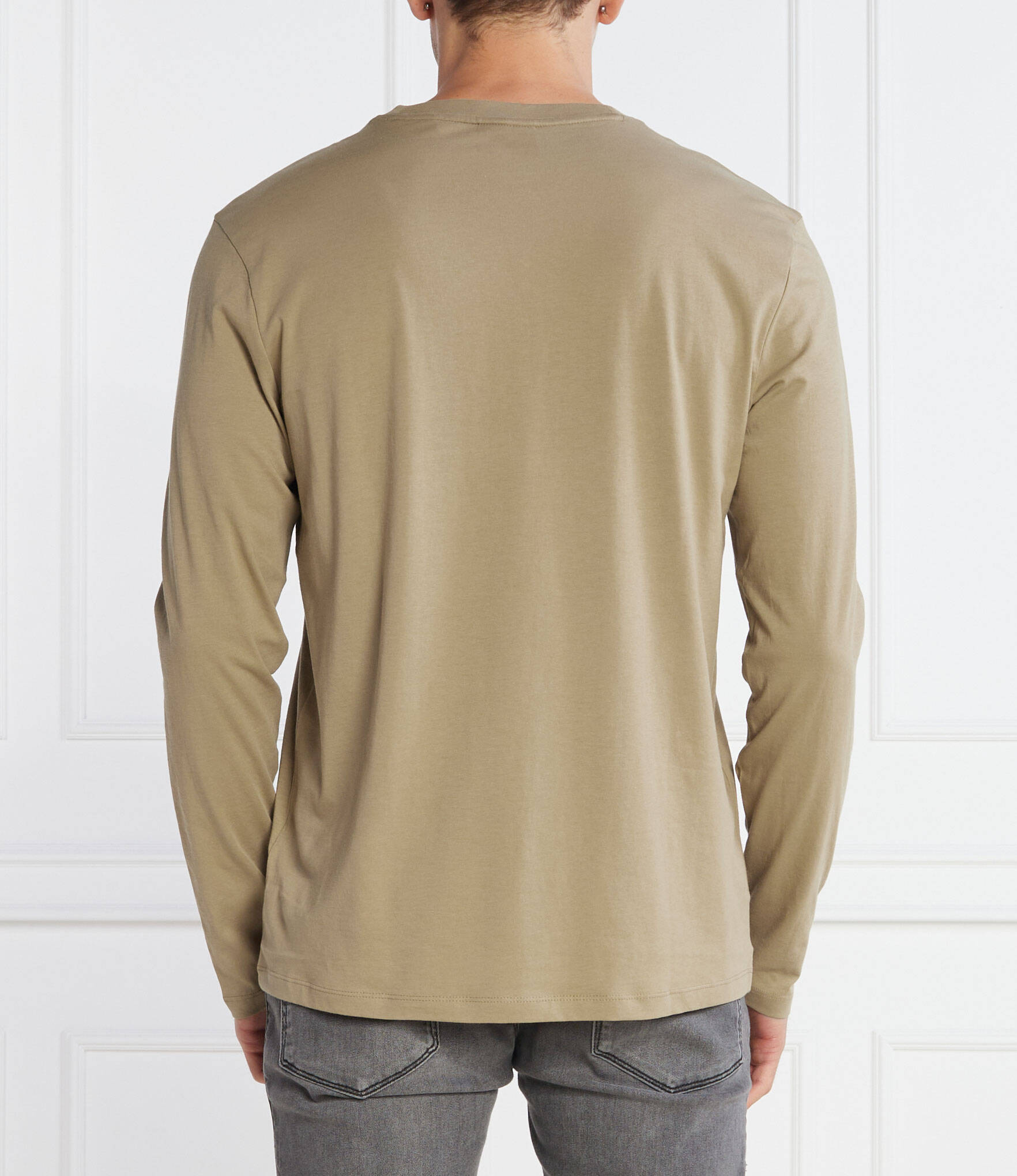 Hugo Boss long-sleeved stretch cotton t-shirt in beige