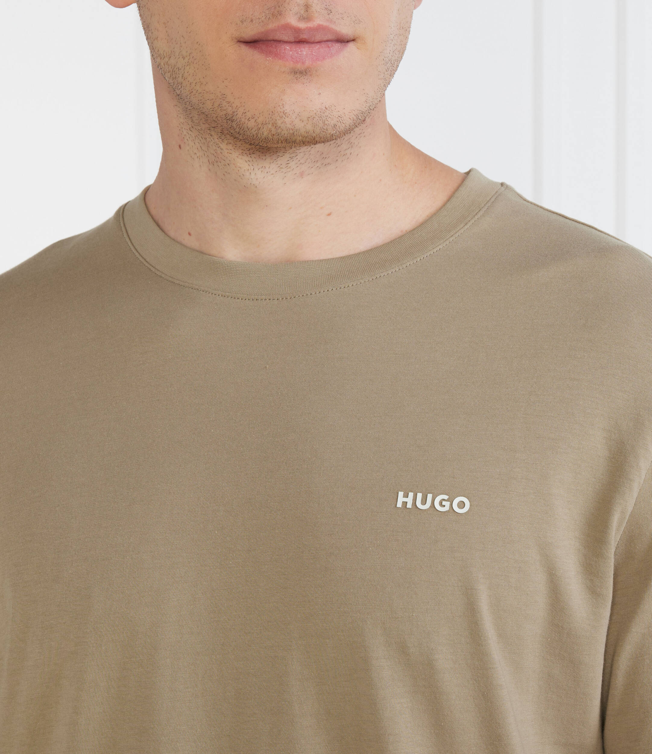 Hugo Boss long-sleeved stretch cotton t-shirt in beige