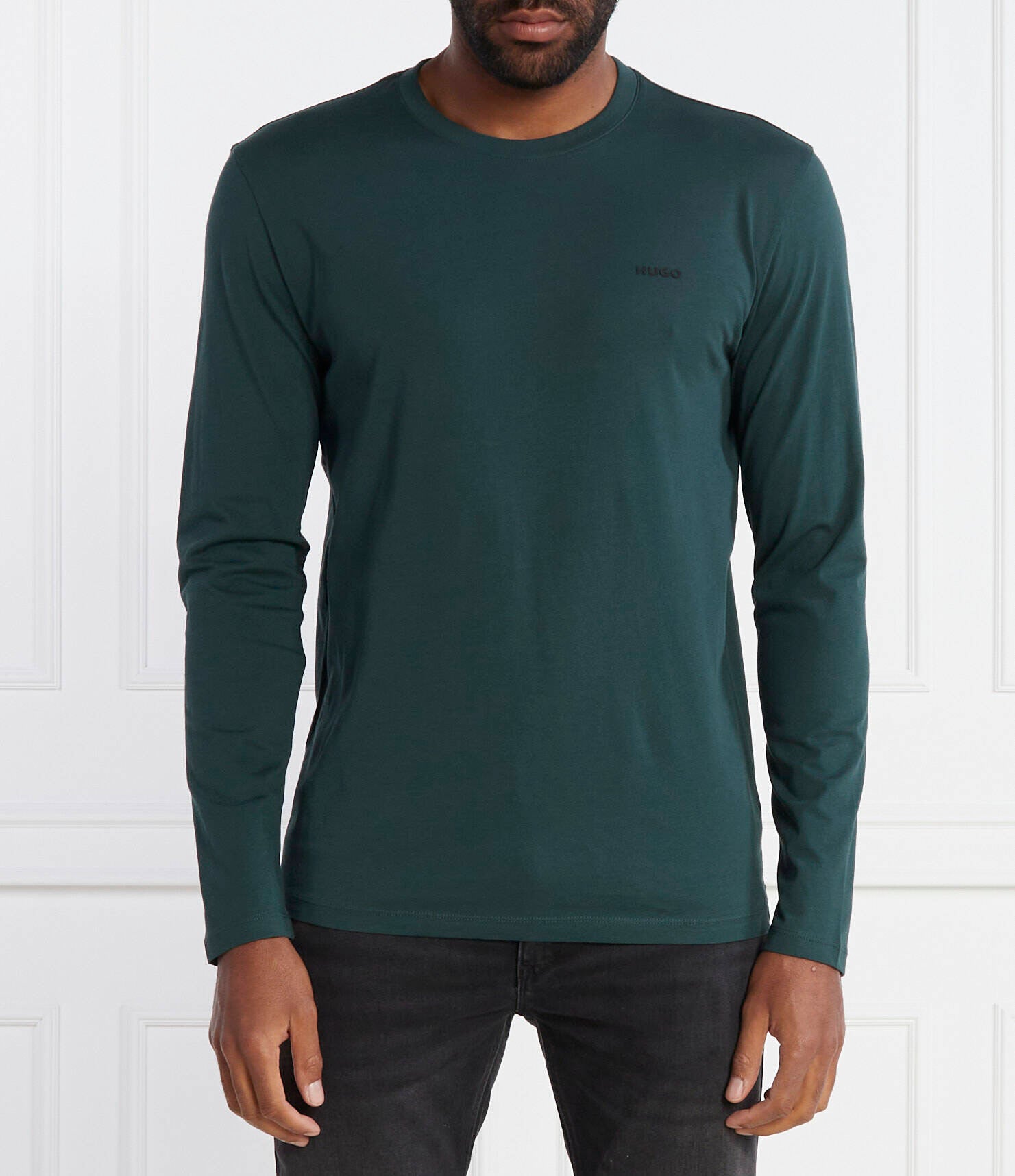 Hugo Boss long-sleeved stretch cotton t-shirt in Green