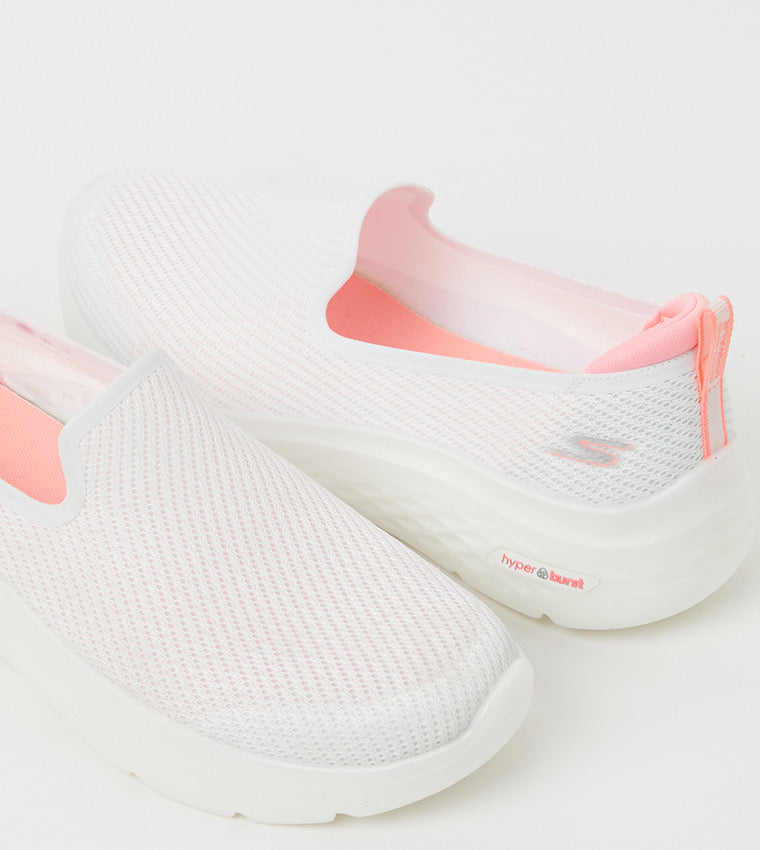 Skechers GO Walk Hyper Burst slip-on walking Shoes with pink accents