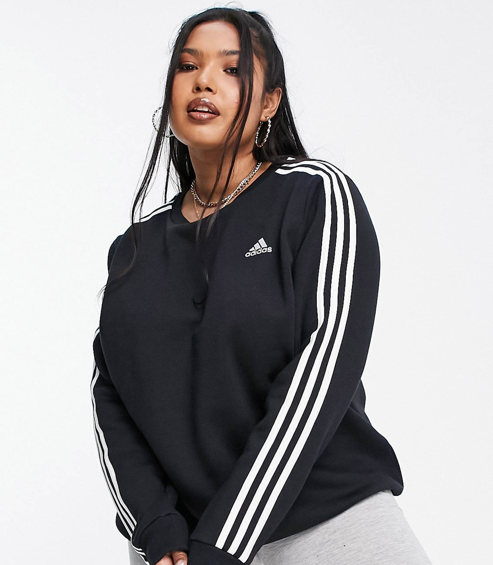 Adidas Plus Sweatshirt with three Stripes in black