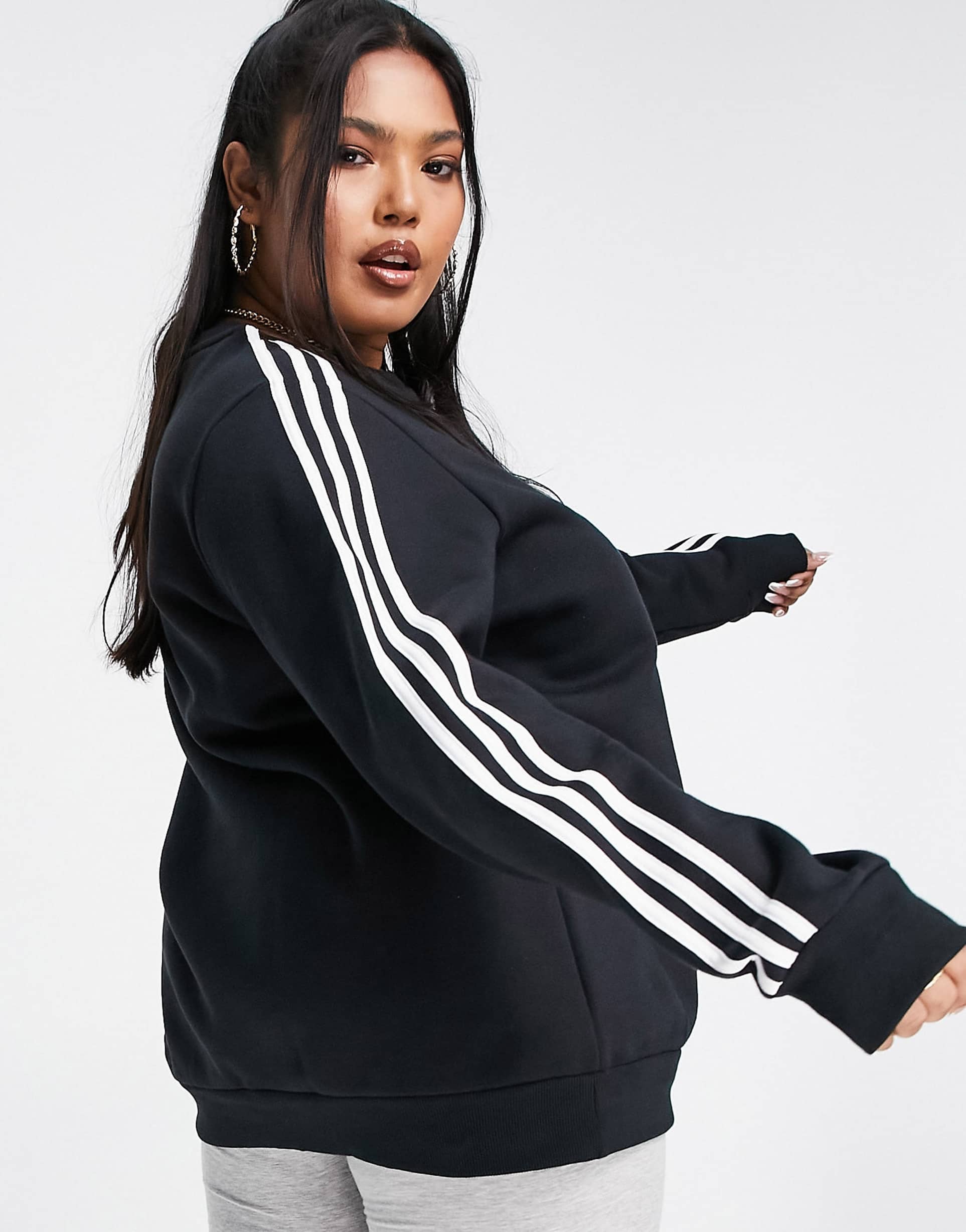 Adidas Plus Sweatshirt with three Stripes in black