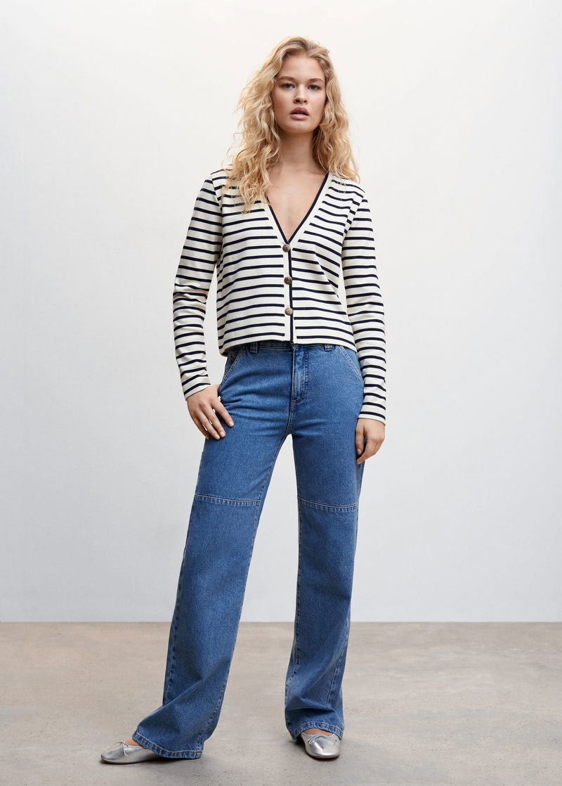Mango Buttoned striped cardigan