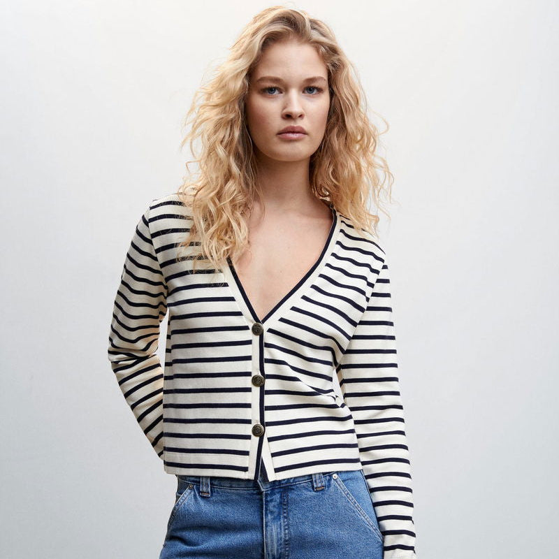 Mango Buttoned striped cardigan