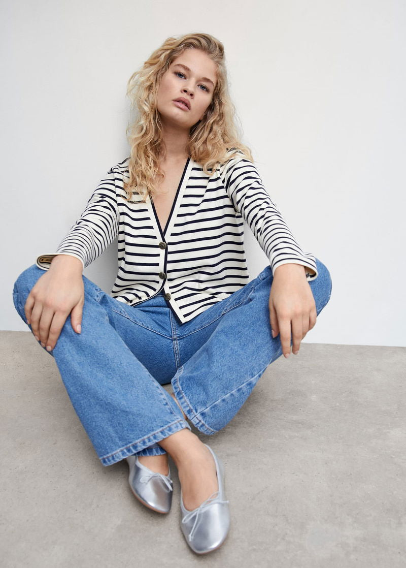 Mango Buttoned striped cardigan